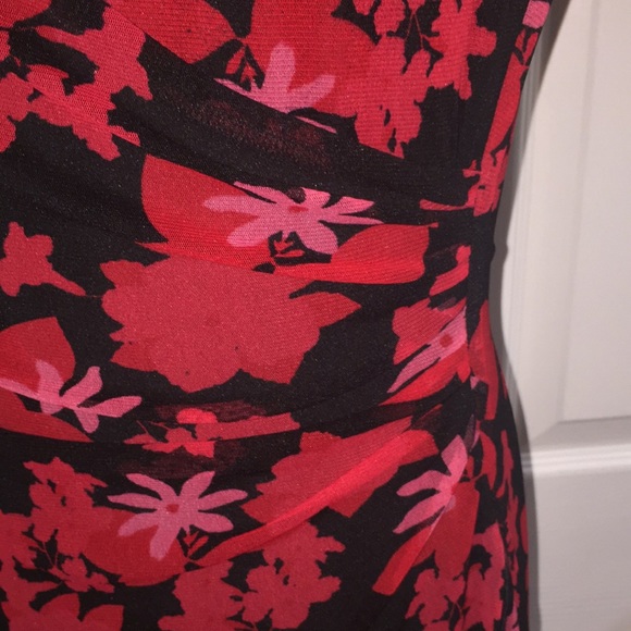 Zokai Red & Black Floral Sleeveless Midi Dress Size Medium - Picture 7 of 11